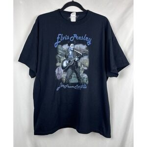VTG 90s Elvis Presley Live From Memphis Graphic Jerzees T-Shirt Oversized L (XL)